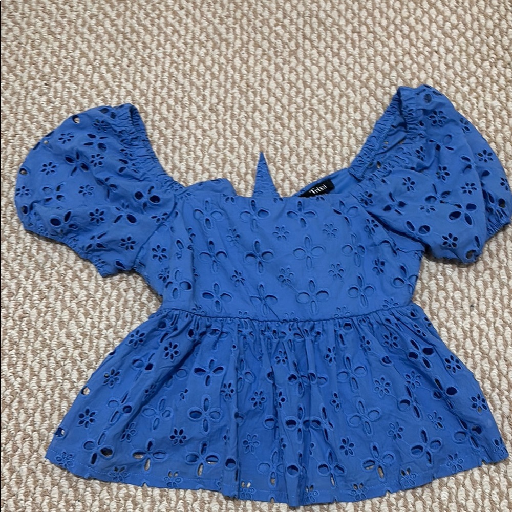 Blue Eyelet Blouse